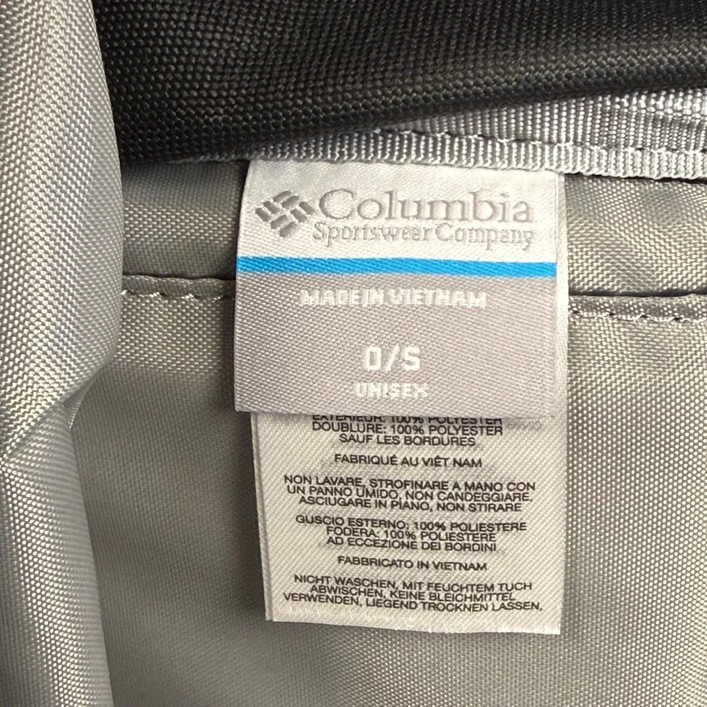 Columbia Black Roll Top Backpack Unisex Padded Straps Side Access Hiking Bag